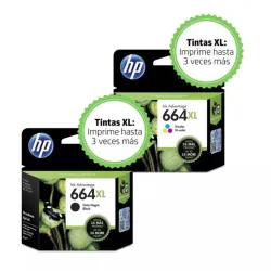 PACK TINTA HP 664XL ORIGINAL NEGRO + COLOR F6V31AL -F6V30AL