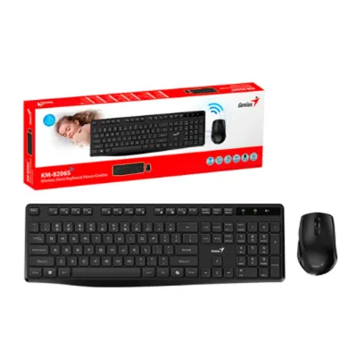 TECLADO GENIUS + MOUSE WIRELESS KM-8206S USB MULTIMEDIA SP BLACK (31340017401)