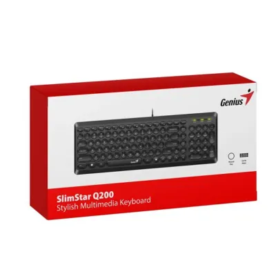 TECLADO GENIUS SLIMSTAR Q200 USB MULTIMEDIA SP BLACK (31310020401)