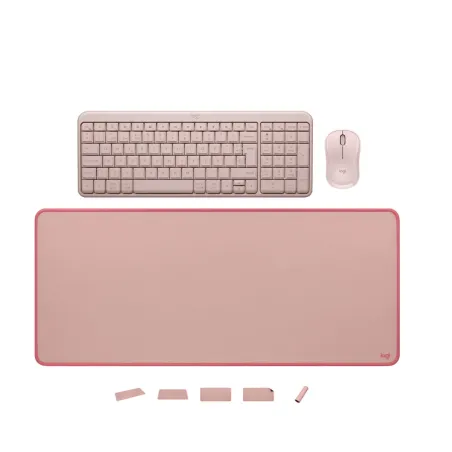 KIT TECLADO , MOUSE Y PAD MOUSE LOGITECH K250 MOUSE M240 PAD MOUSE 300X 700 ROSADO
