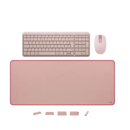 COMBO LOGITEC TECLADO K250 MOUSE M196 PAD MOUSE 300X 700 ROSADO