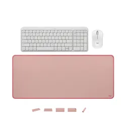 KIT TECLADO , MOUSE Y PAD MOUSE LOGITECH K250 MOUSE M240 PAD MOUSE 300X 700 ROSADO