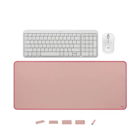 KIT TECLADO , MOUSE Y PAD MOUSE LOGITECH K250 MOUSE M240 PAD MOUSE 300X 700 ROSADO