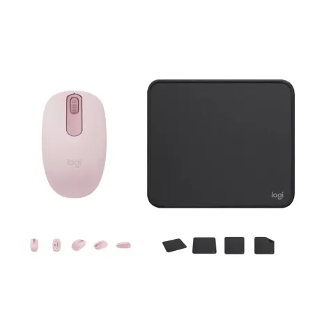 COMBO LOGITECH MOUSE M196 ROSADO Y PAD MOUSE 200x230 NEGRO