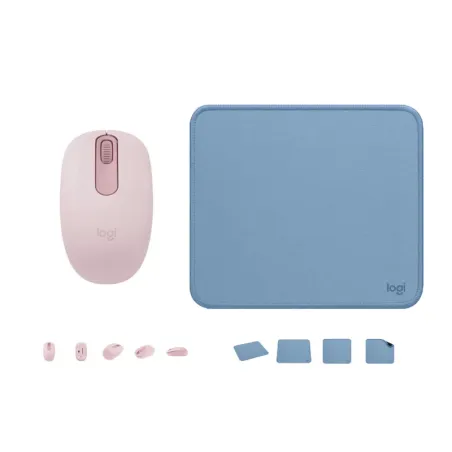 COMBO LOGITECH MOUSE M196 ROSADO Y PAD MOUSE 200x230 AZUL