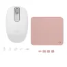COMBO LOGITECH MOUSE M196 BLANCO Y PAD MOUSE 200x230 ROSADO