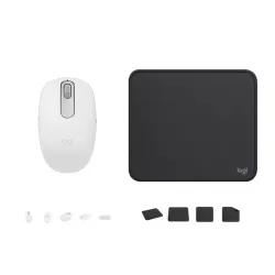 COMBO LOGITECH MOUSE M196 BLANCO Y PAD MOUSE 200x230 NEGRO