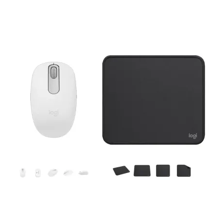 COMBO LOGITECH MOUSE M196 BLANCO Y PAD MOUSE 200x230 NEGRO