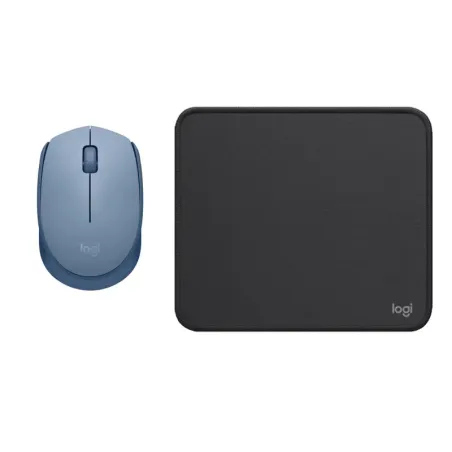 COMBO LOGITECH MOUSE M170 AZUL GRIS Y PAD MOUSE 200x230 NEGRO