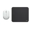 COMBO LOGITECH MOUSE M170 BLANCO Y PAD MOUSE 200x230 NEGRO