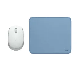 COMBO LOGITECH MOUSE M170 BLANCO Y PAD MOUSE 200x230 AZUL