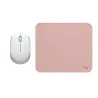 COMBO LOGITECH MOUSE M170 BLANCO Y PAD MOUSE 200x230 ROSADO