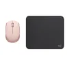 COMBO LOGITECH MOUSE M170 ROSADO  Y PAD MOUSE 200x230 NEGRO
