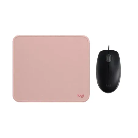 COMBO LOGITECH MOUSE M110 NEGRO Y PAD MOUSE 200x230 ROSADO