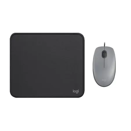 COMBO LOGITECH MOUSE M110 GRIS Y PAD MOUSE 200x230 NEGRO