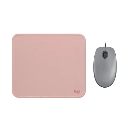 COMBO LOGITECH MOUSE M110 GRIS Y PAD MOUSE 200x230 ROSADO