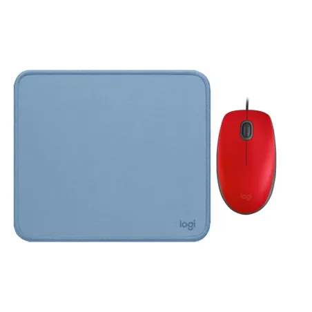 COMBO LOGITECH MOUSE M110 ROJO Y PAD MOUSE 200x230 AZUL