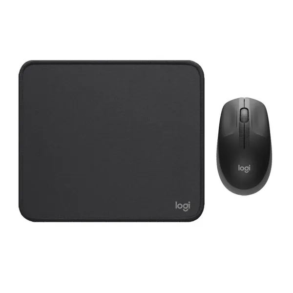 COMBO LOGITECH MOUSE M190 CARBON  PAD MOUSE 200x230 NEGRO