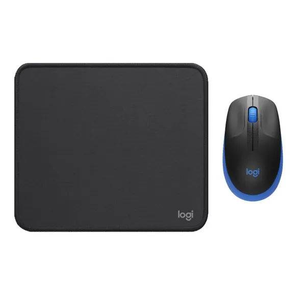 COMBO LOGITECH MOUSE M190 AZUL PAD MOUSE 200x230 NEGRO