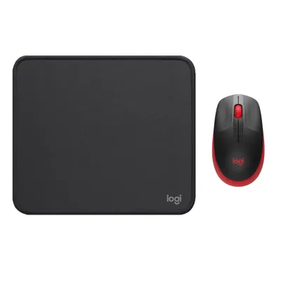 COMBO LOGITECH MOUSE M190 ROJO PAD MOUSE 200x230 NEGRO