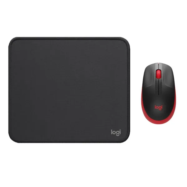 COMBO LOGITECH MOUSE M190 ROJO PAD MOUSE 200x230 NEGRO
