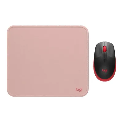 COMBO LOGITECH MOUSE M190 ROJO PAD MOUSE 200x230 ROSADO
