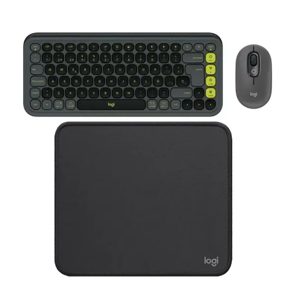 COMBO LOGITECH TECLADO  + MOUSE POP ICON BLUETOOTH+PAD MOUSE 200X230 NEGRO