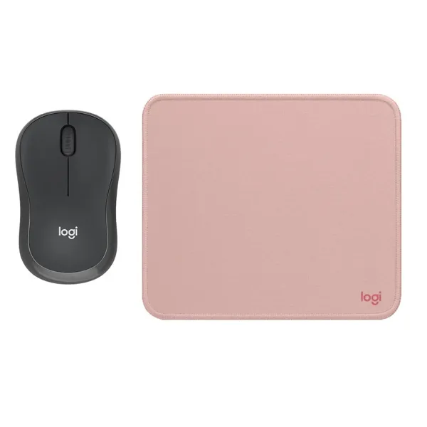 COMBO LOGITECH MOUSE M240 NEGRO  PAD MOUSE 200X230 ROSADO
