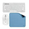 COMBO LOGITECH TECLADO K380S+MOUSE M240 BLANCO+PAD MOUSE 200X230 AZUL