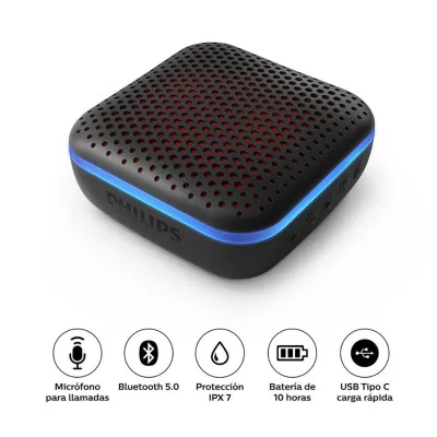 PARLANTE PHILIPS TAS2505 BLUETOOTH 10H 3W MIC IPX7 USB-C BLACK
