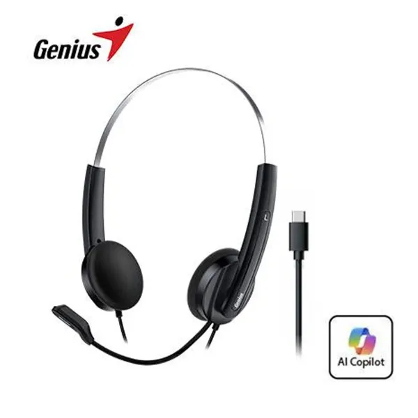 AUDIFONO C/MICROF. GENIUS HS-220U USB-C BOTON COPILOT BLACK