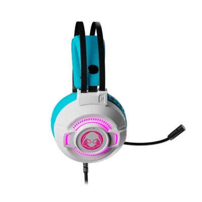 AUDIFONO C/MICROF. LICENCIADO XTECH GAMING GHOST SPIDER 50MM 2 PLUG-3.5MM/USB LED WHITE/TURQUESE