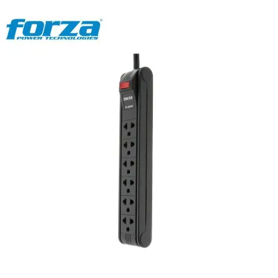 REGLETA DE 6 TOMAS FORZA  NEGRO 220V PS-1006B 03 MTRS