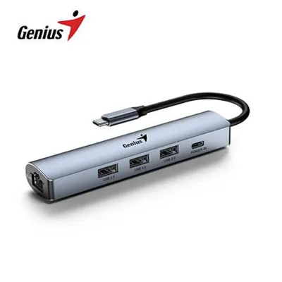 HUB USB-C GENIUS UH-545 GIGABIT ETHERNET 1-USB-C 3-USB-A