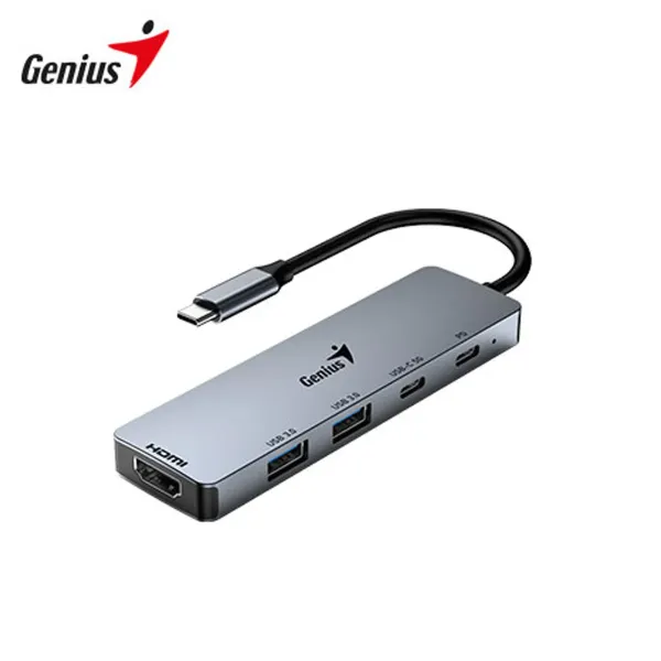 HUB USB-C GENIUS UH-500 2 USB-A 3.0 / 1 USB-C / 1 HDMI 4K POWER DELIVERY 100W SILVER